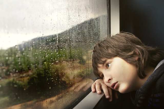 chlapec v okne